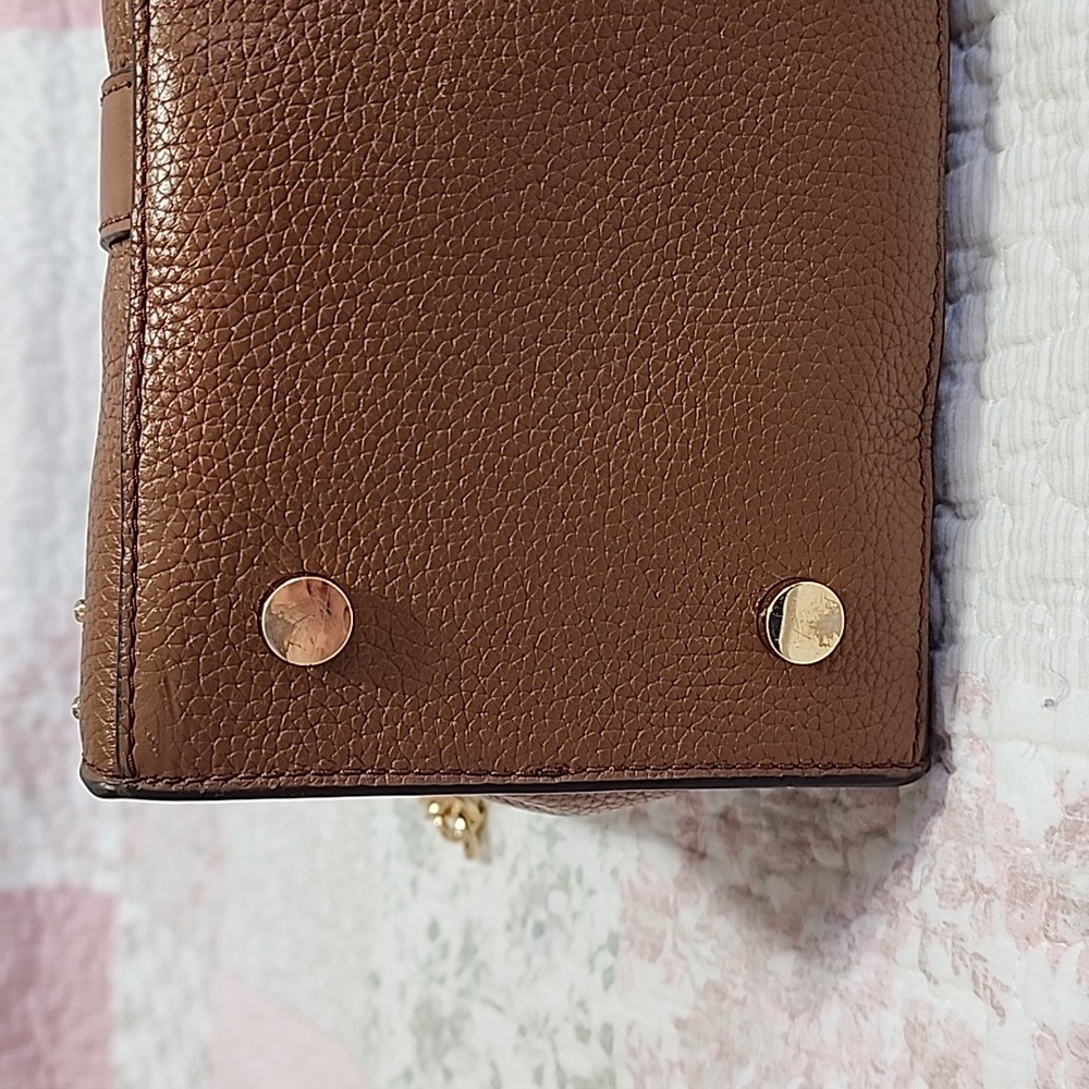 Michael Kors Nouveau Hamilton Studded Leather Satchel Bag in Luggage - Picture 5 of 6